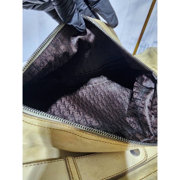 Authentic Christian Dior Vintage Medium Gaucho Saddle Bag Cream/Brown - Picture 12 of 15